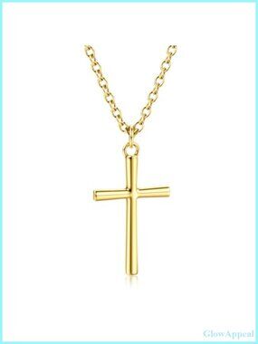 925 Sterling Silver Gold Cross Necklace Hypoallergenic Pendant
